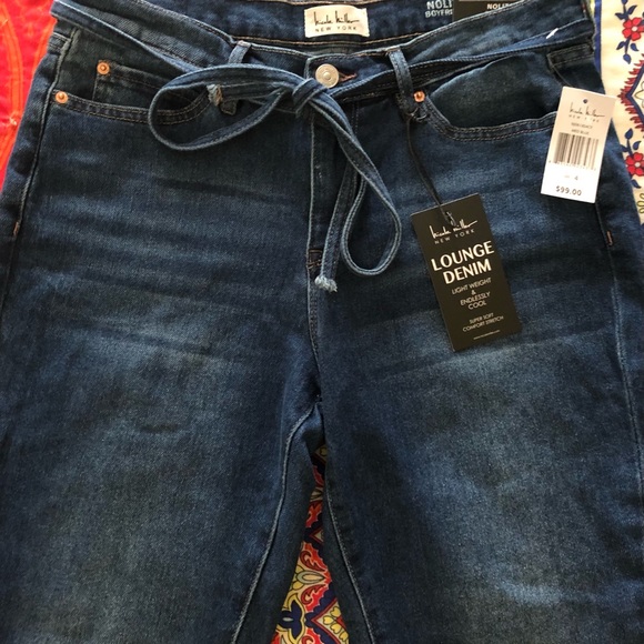 NICOLE MILLER 'NY' BOYFRIEND JEANS.WAIST-TIE,SOFT,LIGHTWEIGHT, LOUNGE DENIM.NWT! - Picture 4 of 8